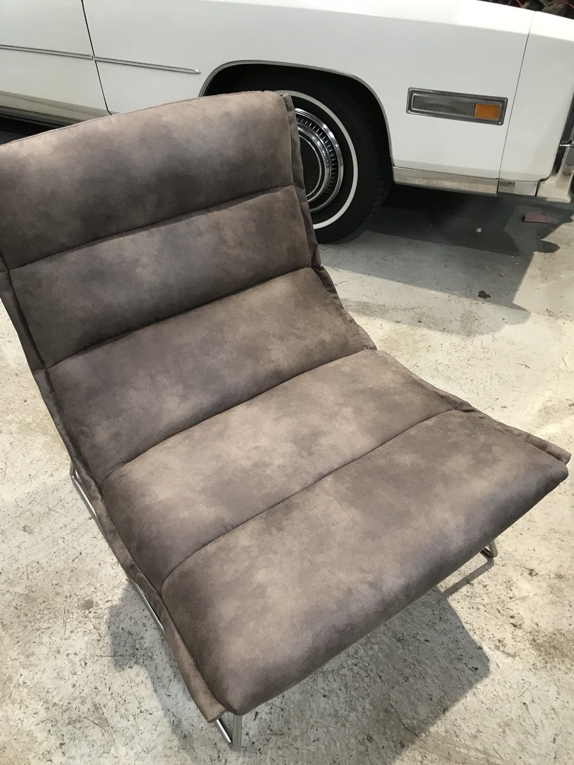 70s retro brown leather curved back chair