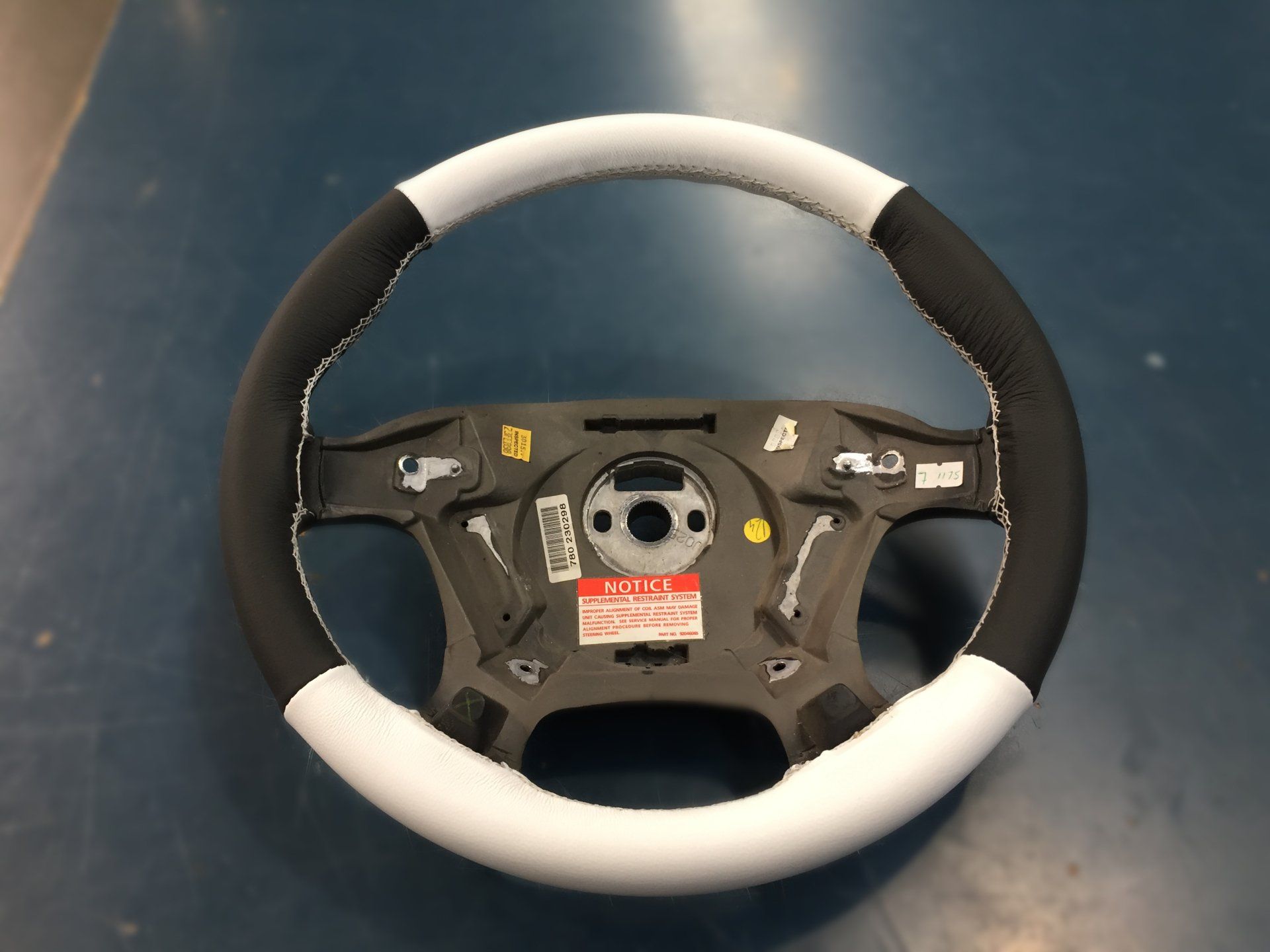 Black and White Leather Custom Steering Wheel