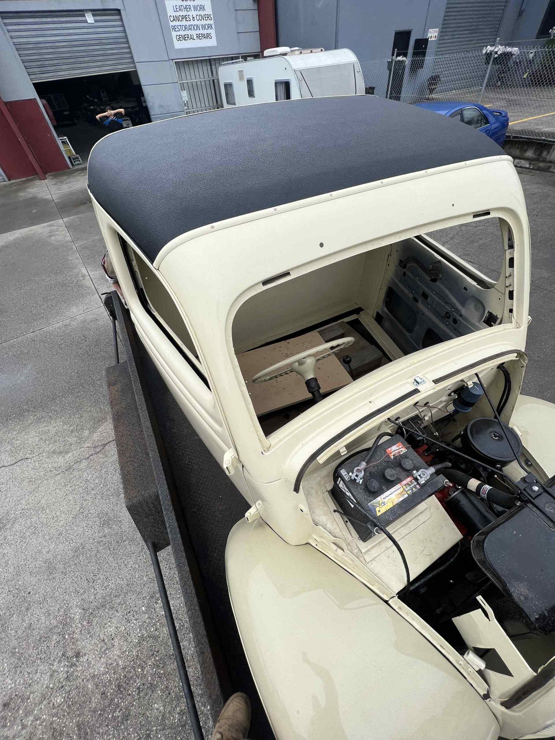 1949 Thames ute black vinyl roof