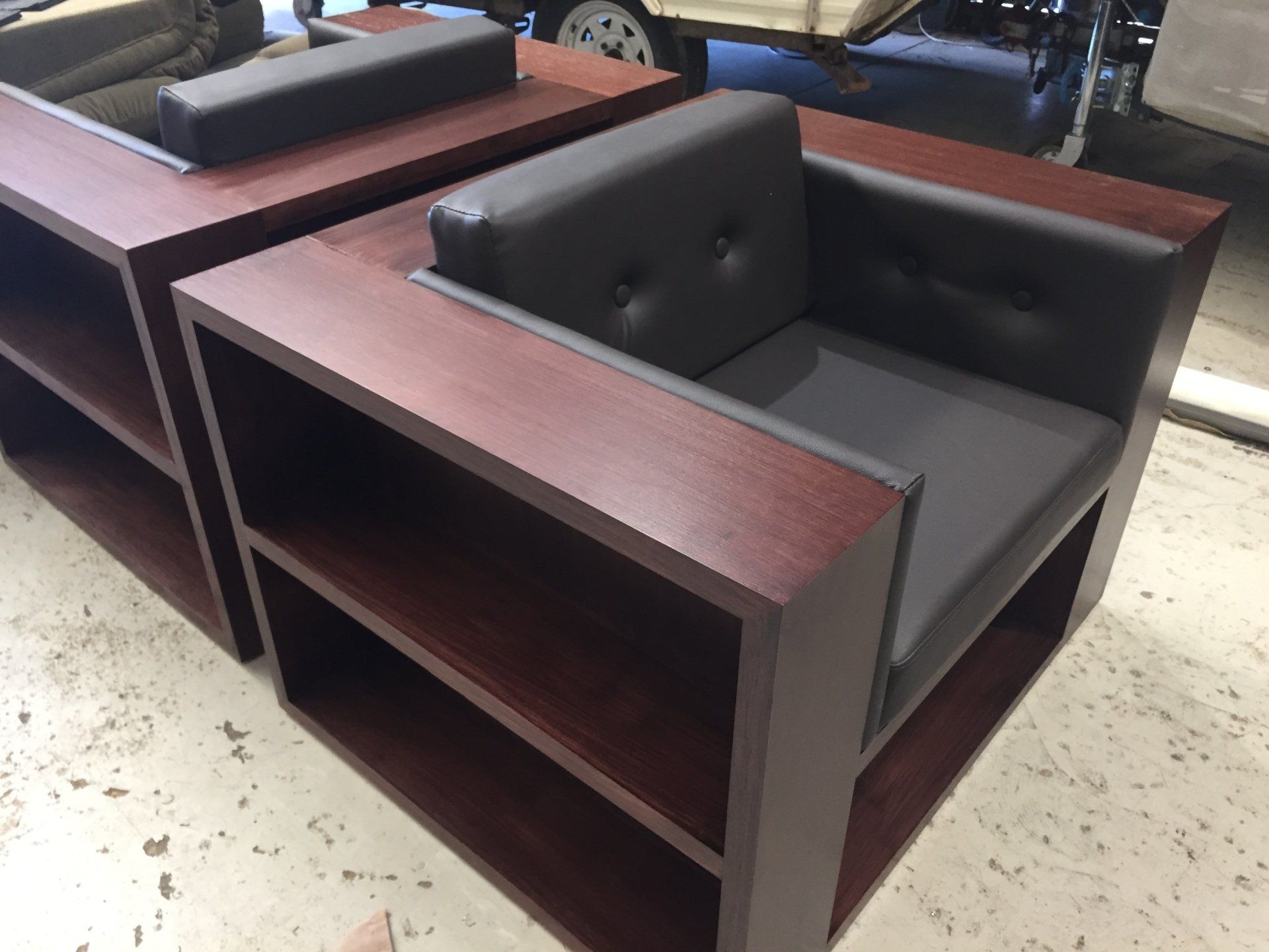 Brown leather waiting room seating