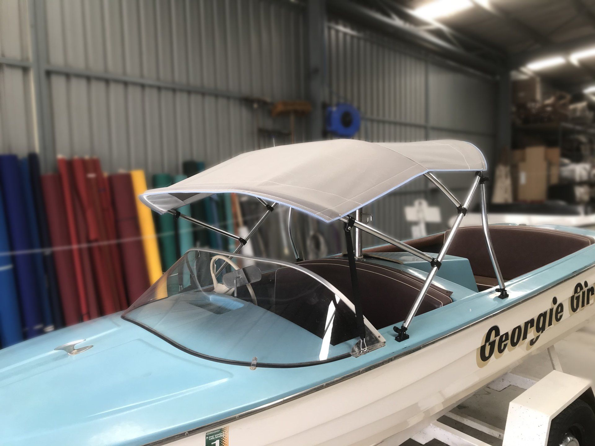 Classic ski boat bimini