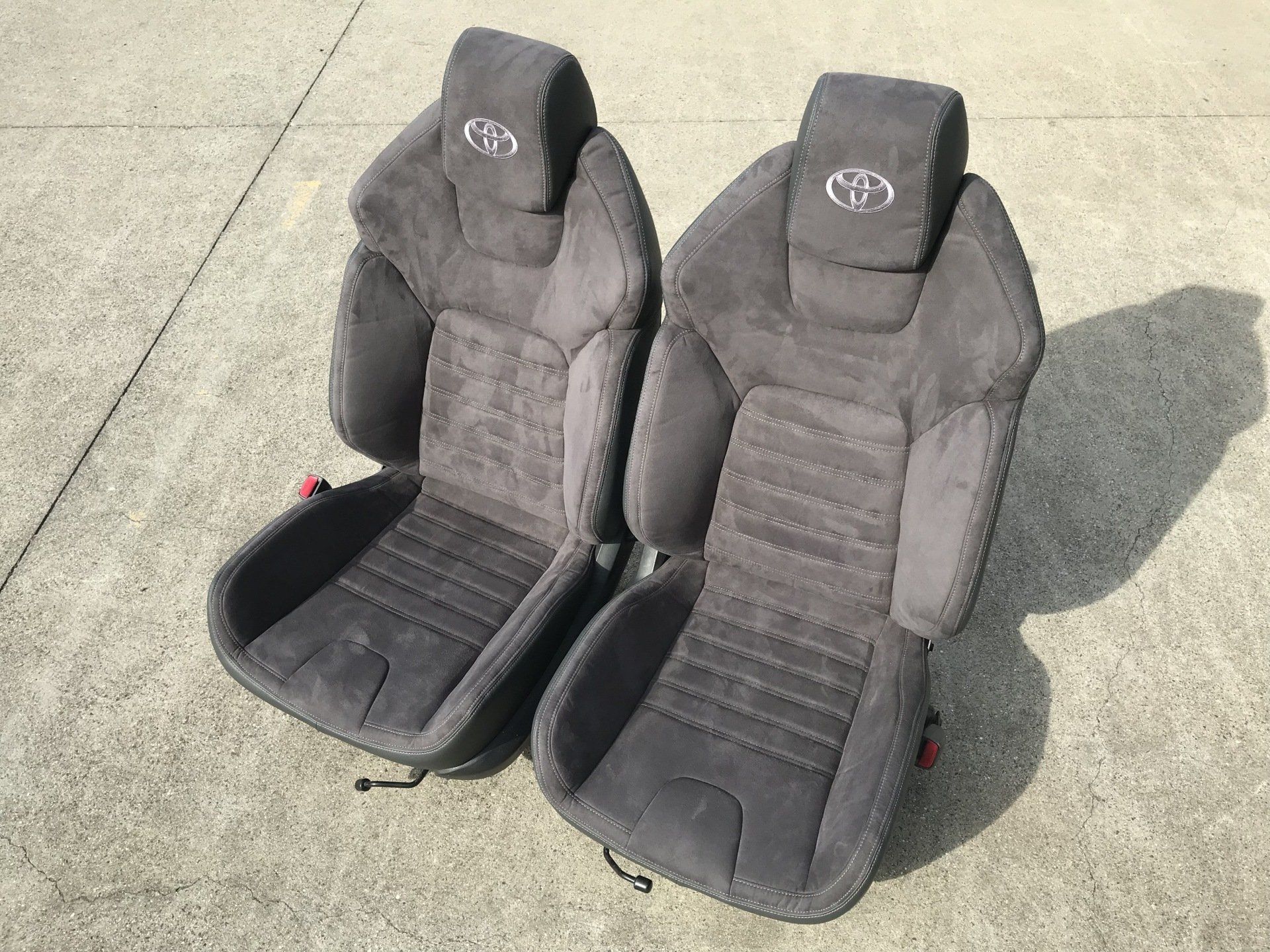 Customised Landcruiser bucket seats suede fabric