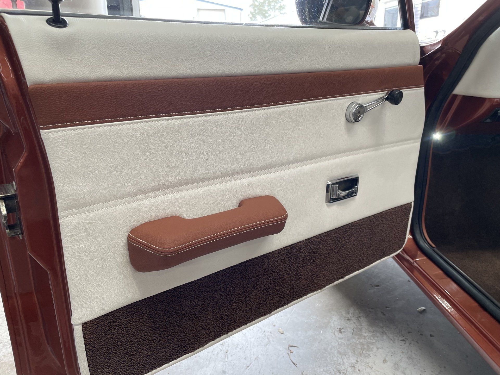 Ford Cortina cream and brown custom door trim and arm rest