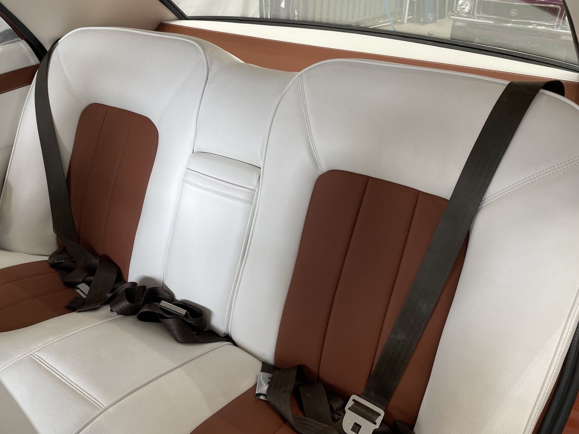 Ford Cortina cream and brown custom rear seats