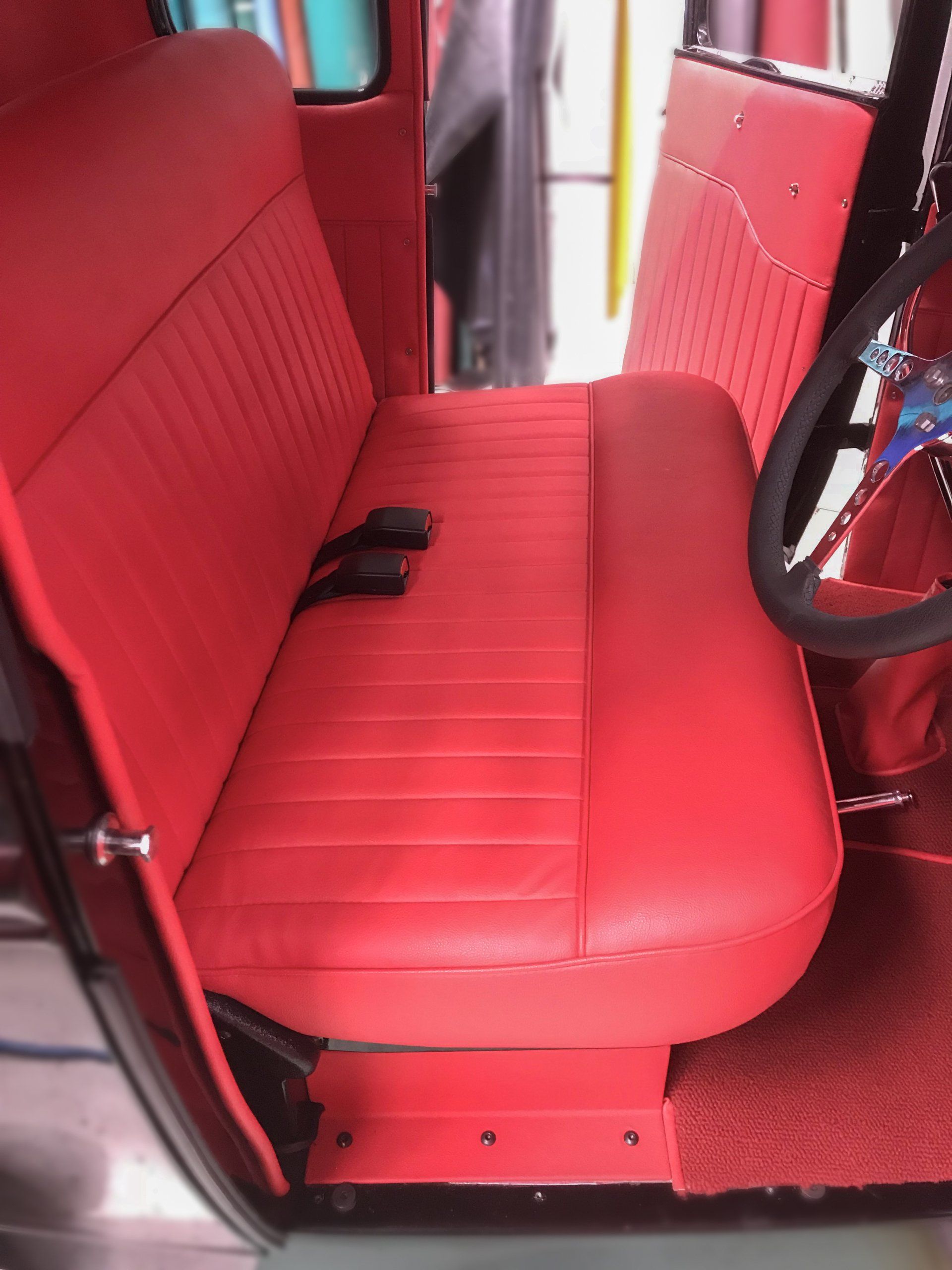 Ford Model A sport roadster red leather interior