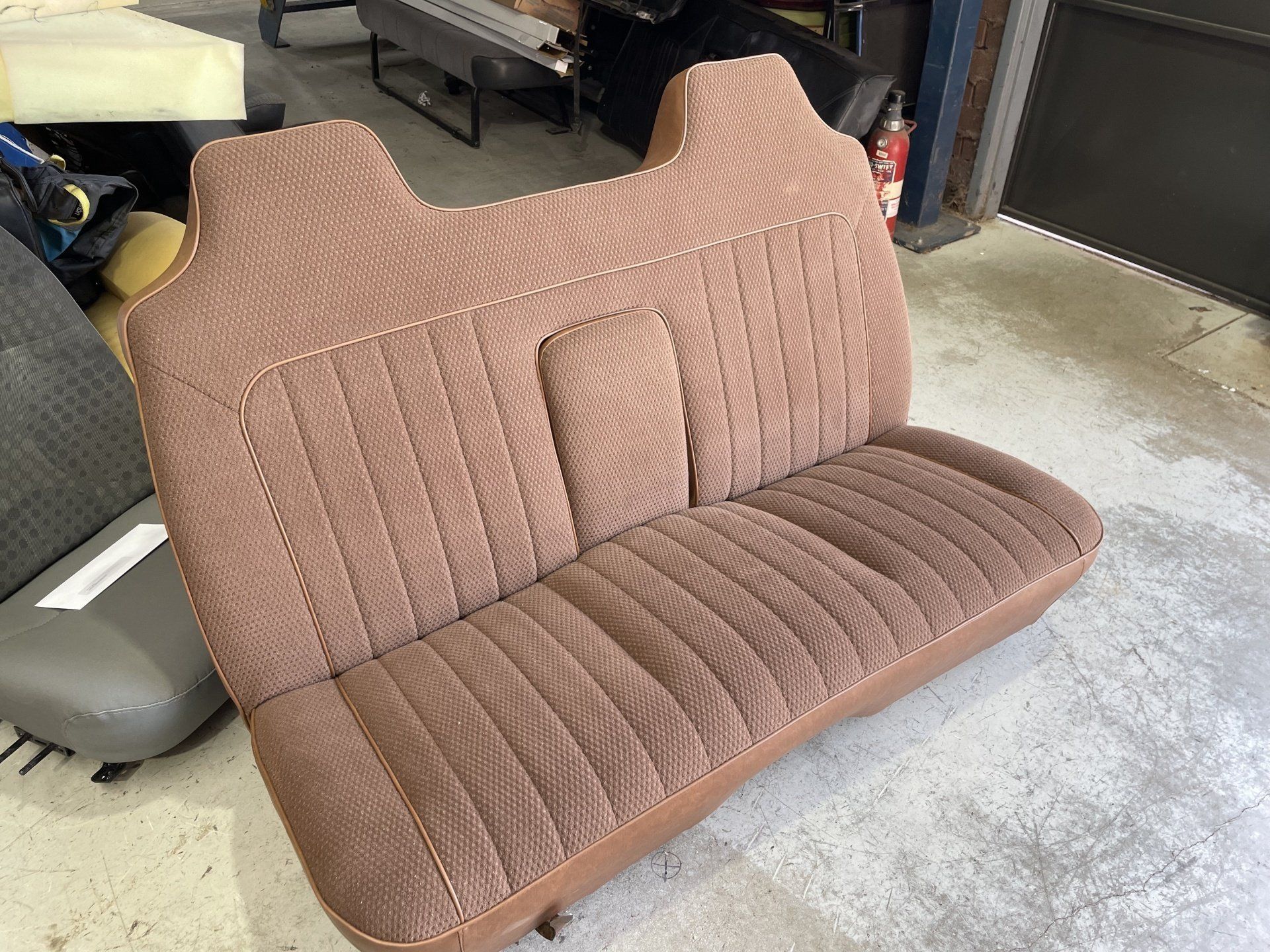 HZ Holden Kingswood brown vinyl and velour bench seat