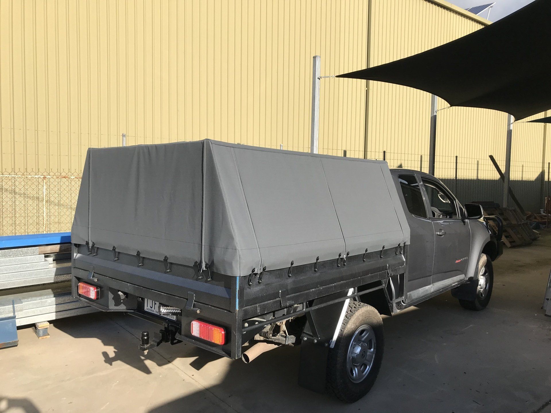 Holden Colorado grey canvas cover over frame