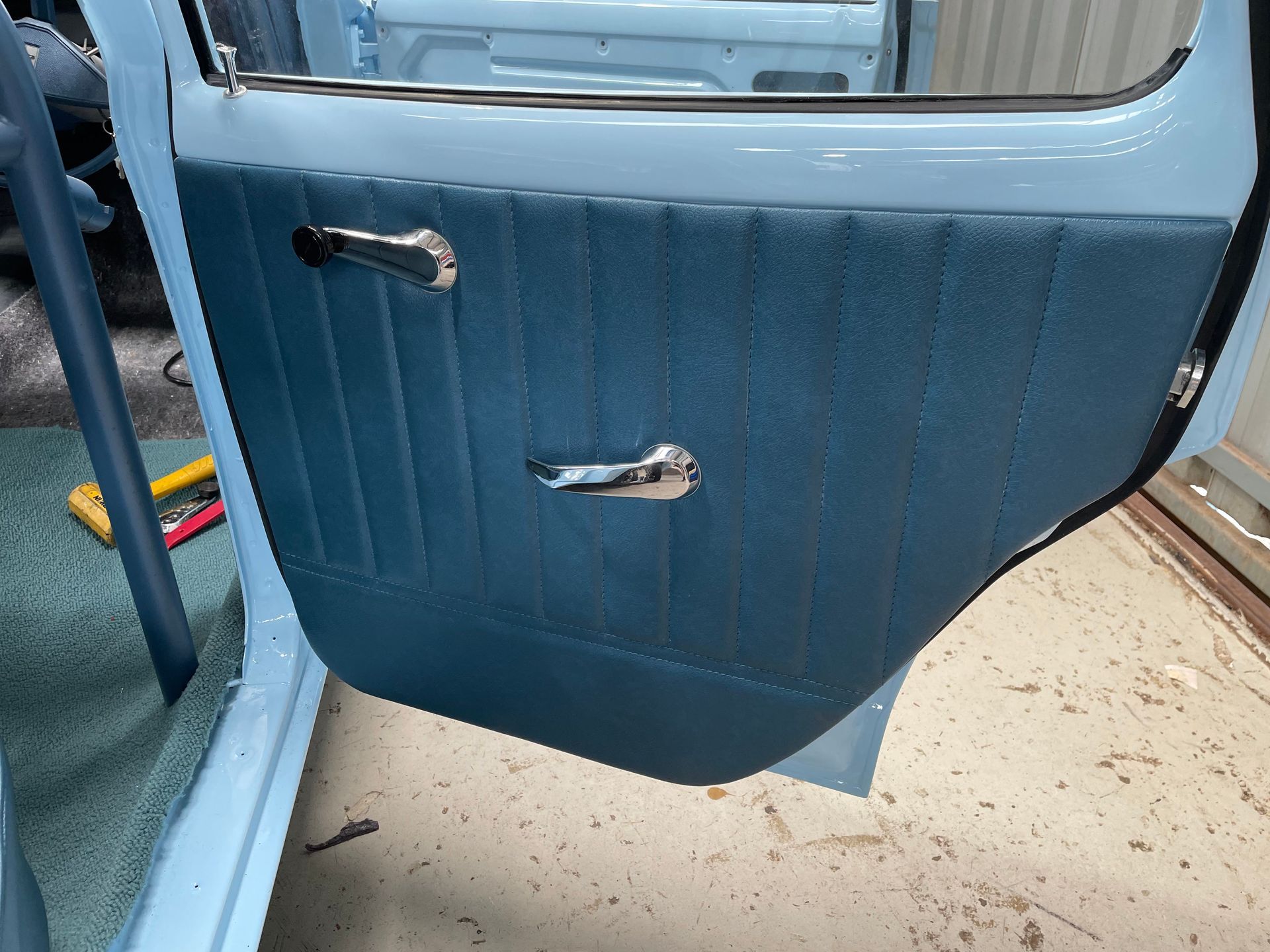 Holden HG sedan fully restored pleated blue vinyl door trim