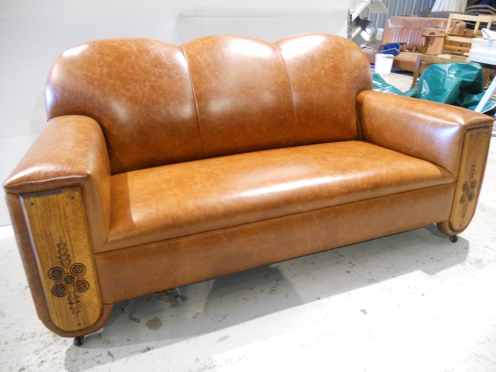 Leather antique three seater