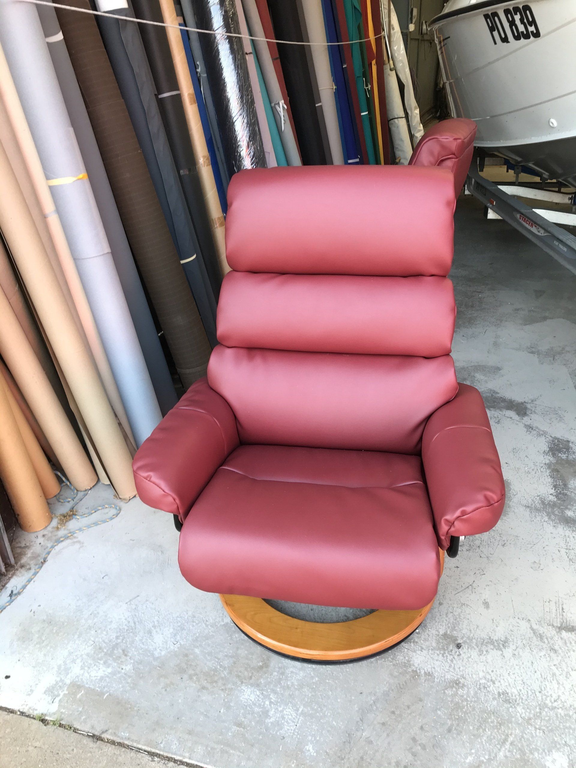 Red leather swivel relaxation chair