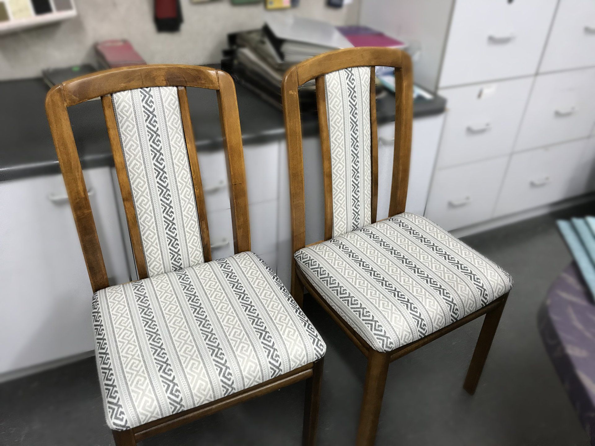 Restored timber dining chairs