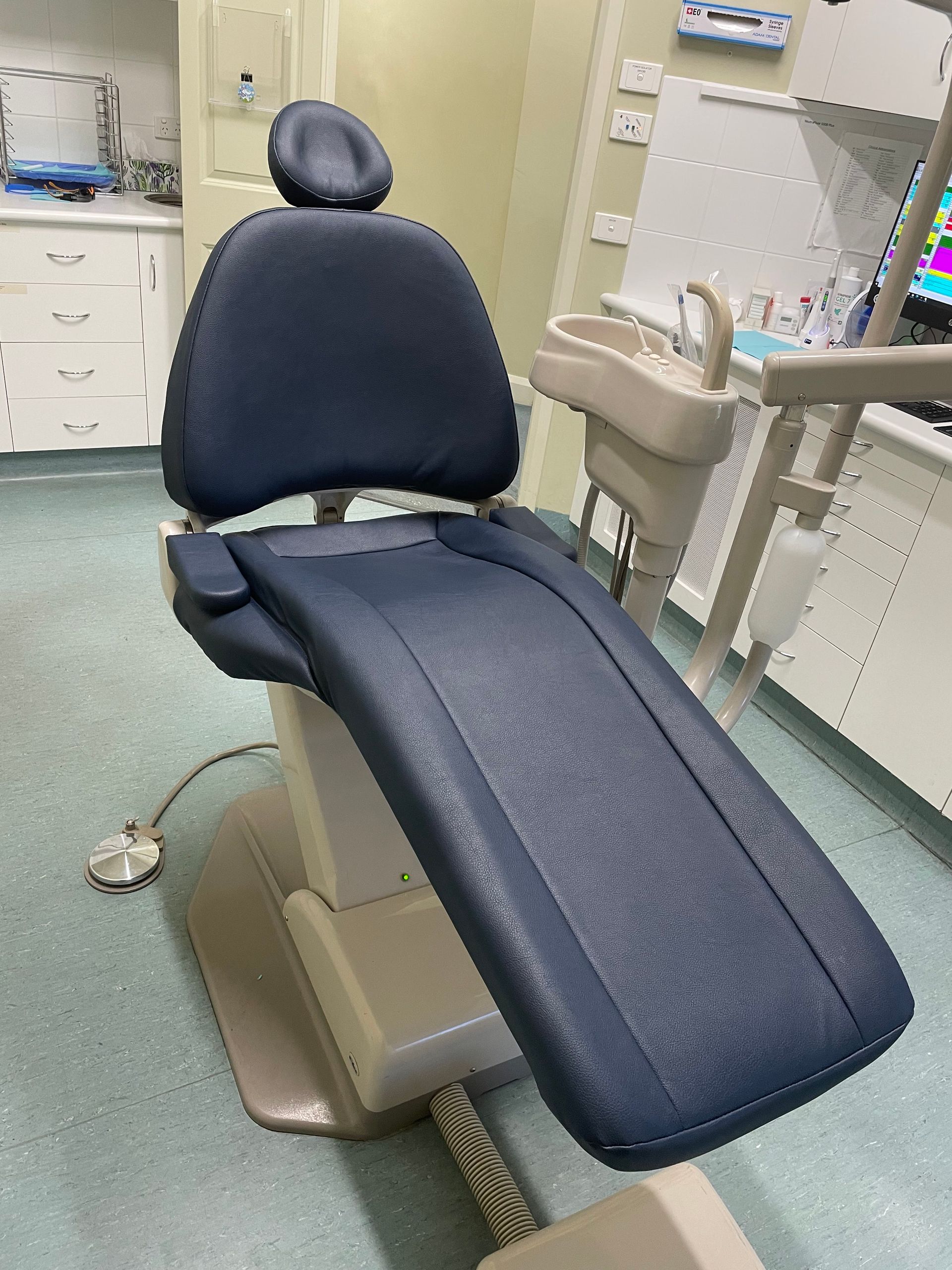 Reupholstered dental chair