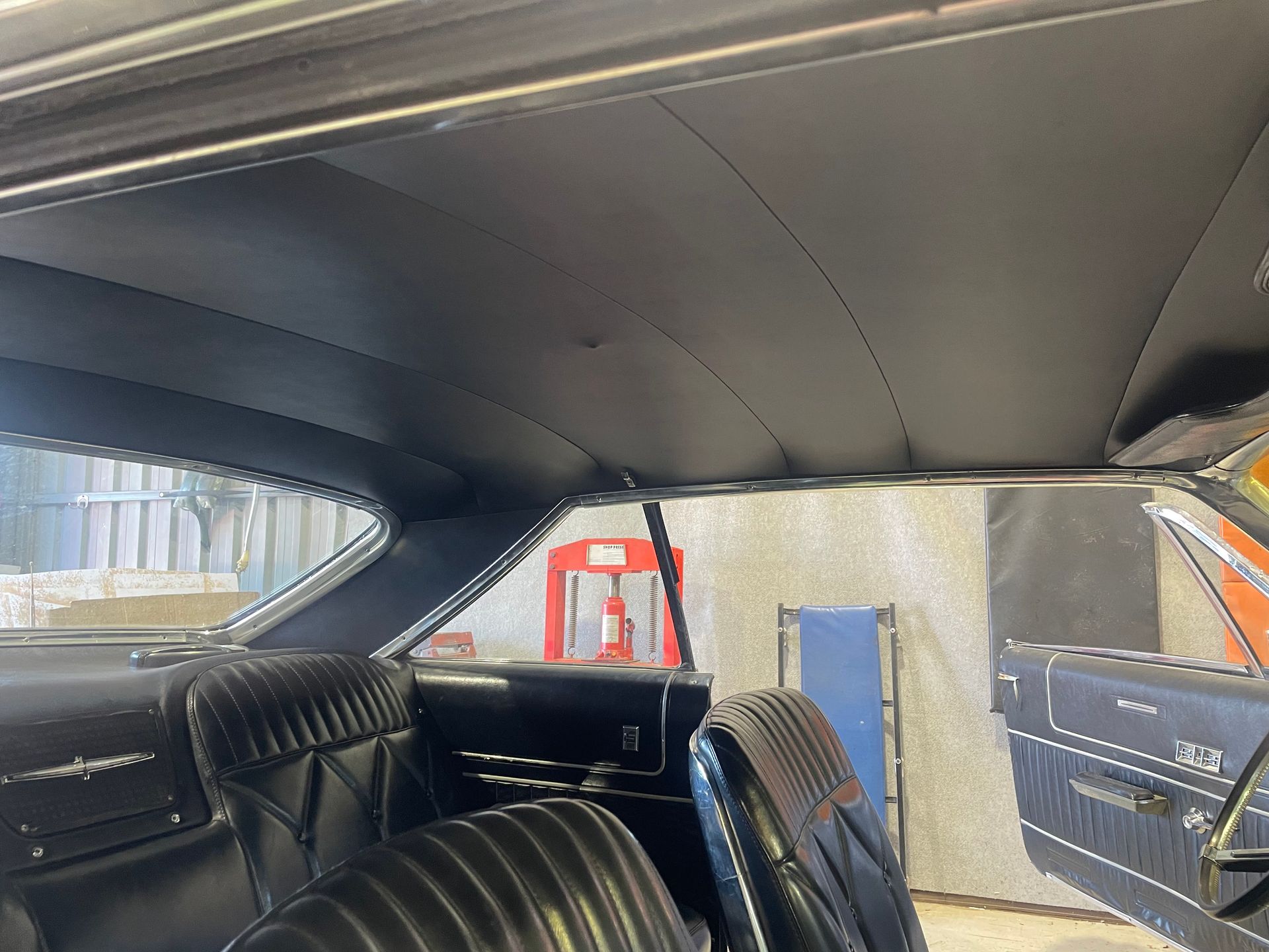 Roof lining black ribbed vinyl