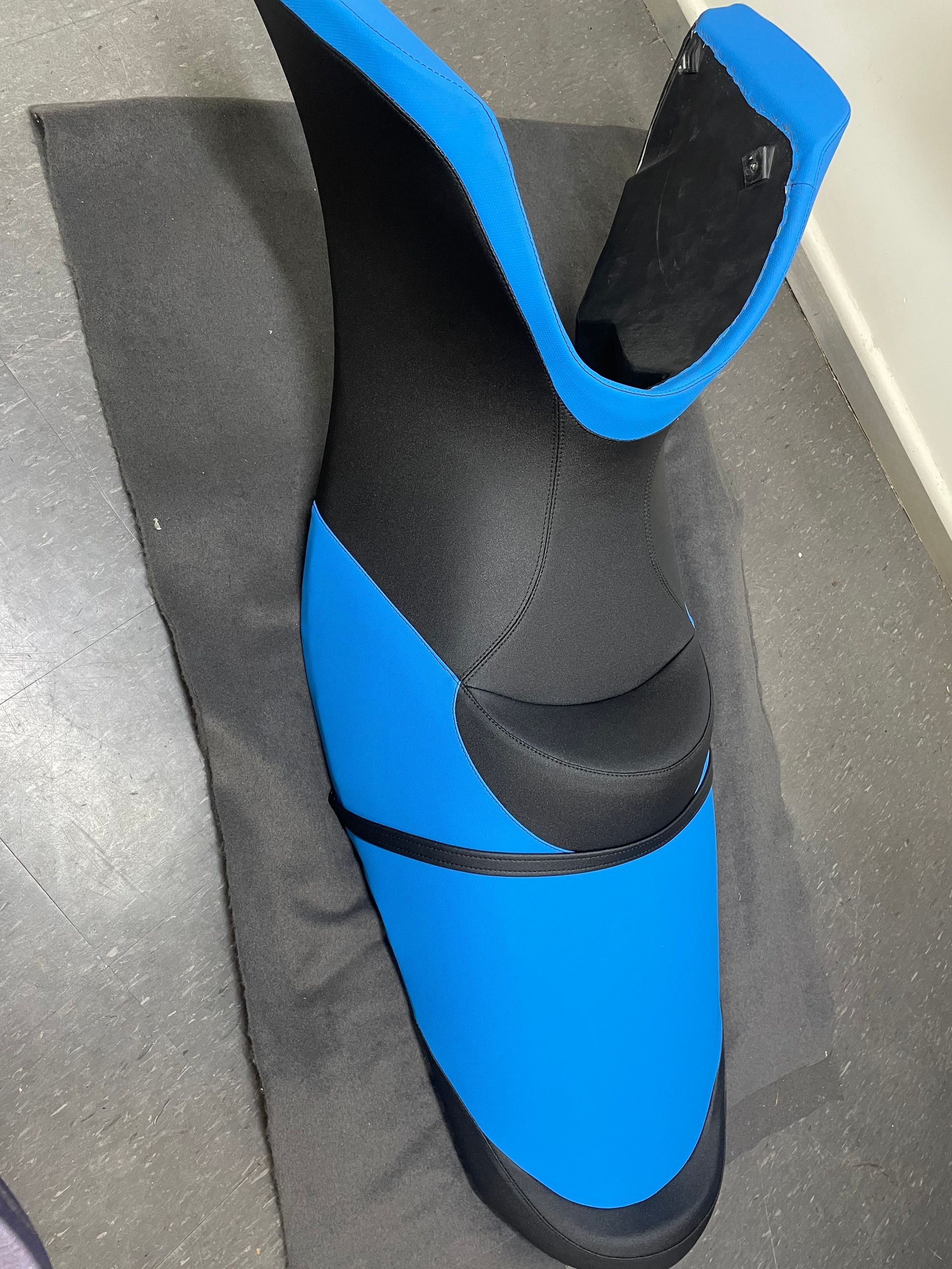 Seadoo jet ski seat black and blue marine vinyl