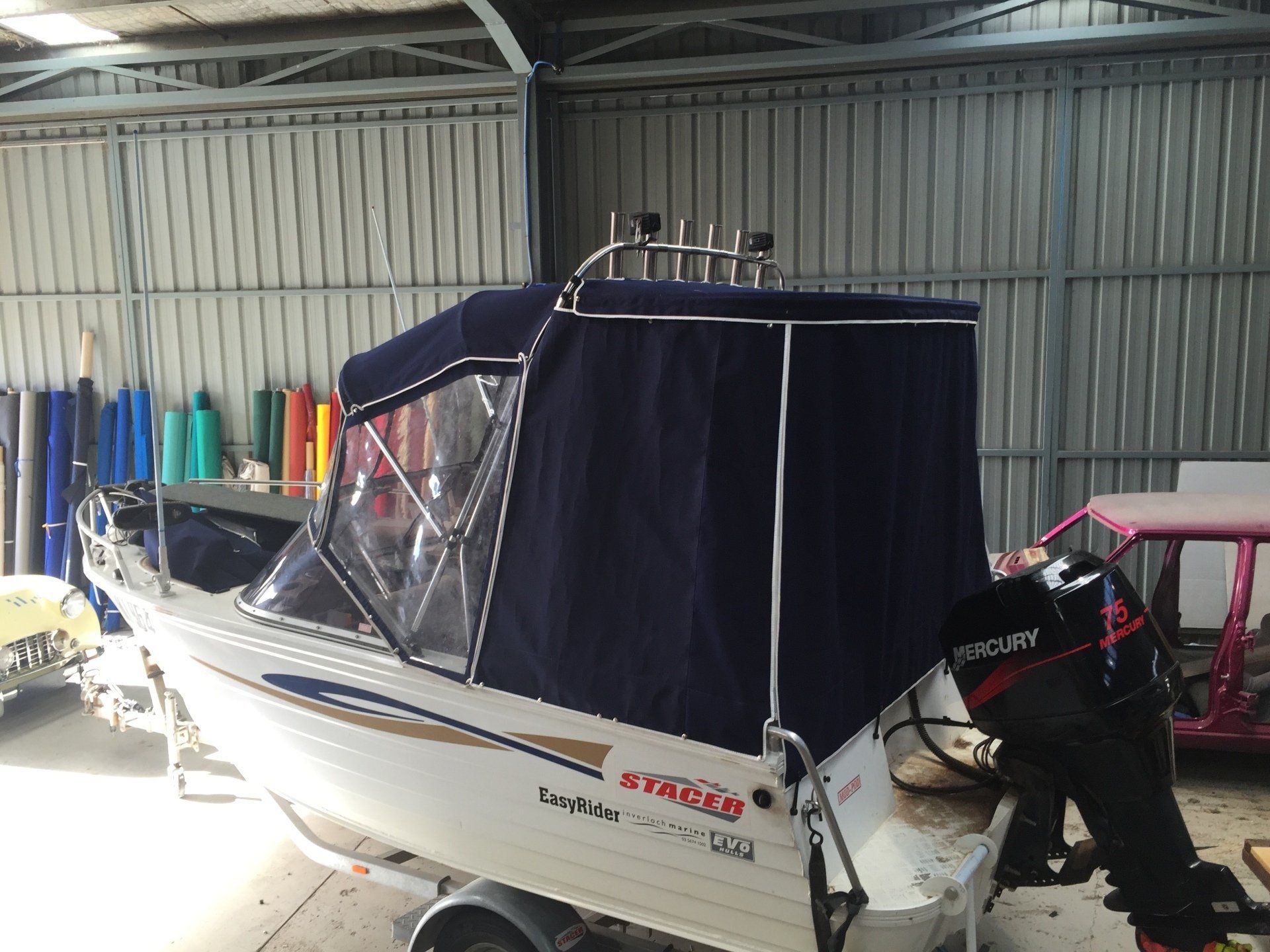 Stacer EasyRider bimini with full camping back