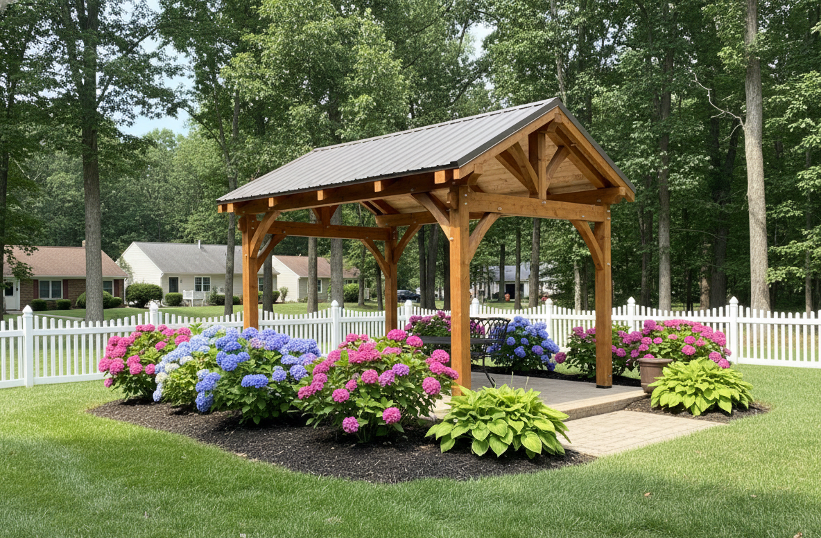Custom pavilion for wholesale to distributors and stores by Central Timber Frame Supply