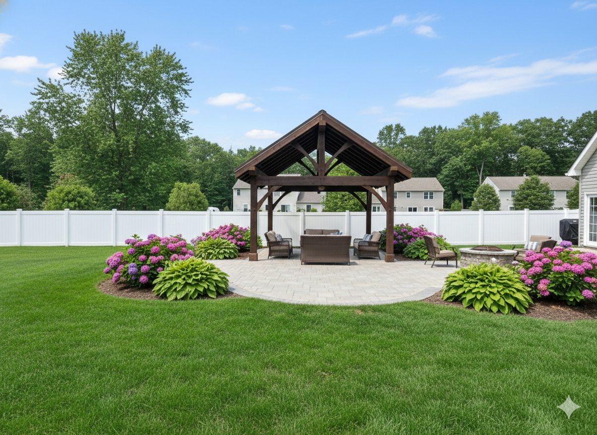 A dark wood pavilion built by Central Timber Frame Supply available for wholesale across the United States