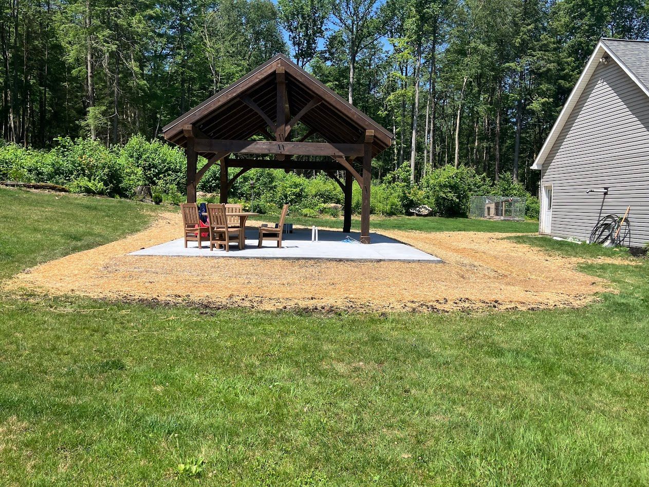 A wooden pavilion built custom by Central Timber Frame Supply available for wholesale across the United States