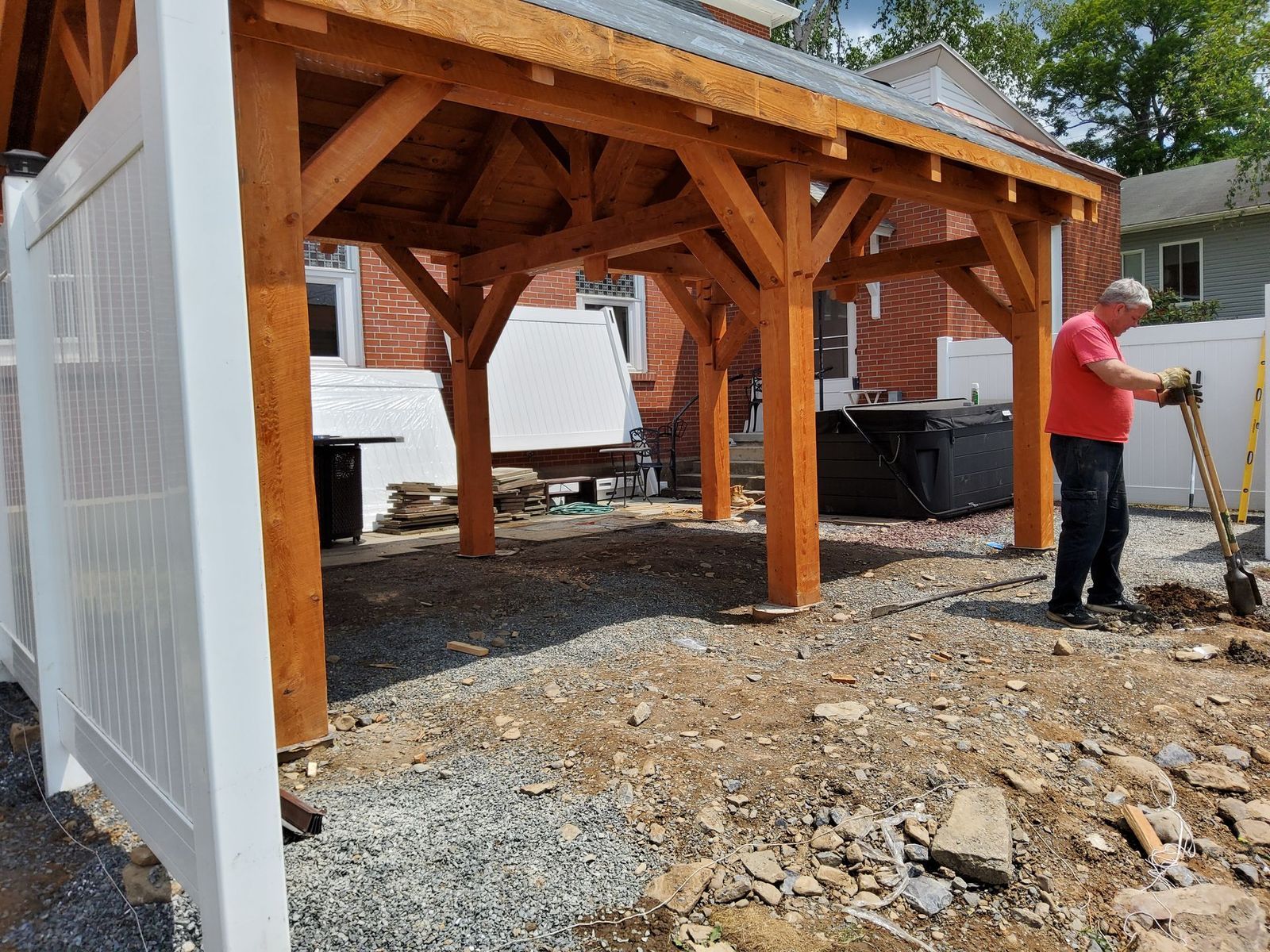 Pavilion customized in a residential garden by Central Timber Frame Supply available for wholesale across the United States