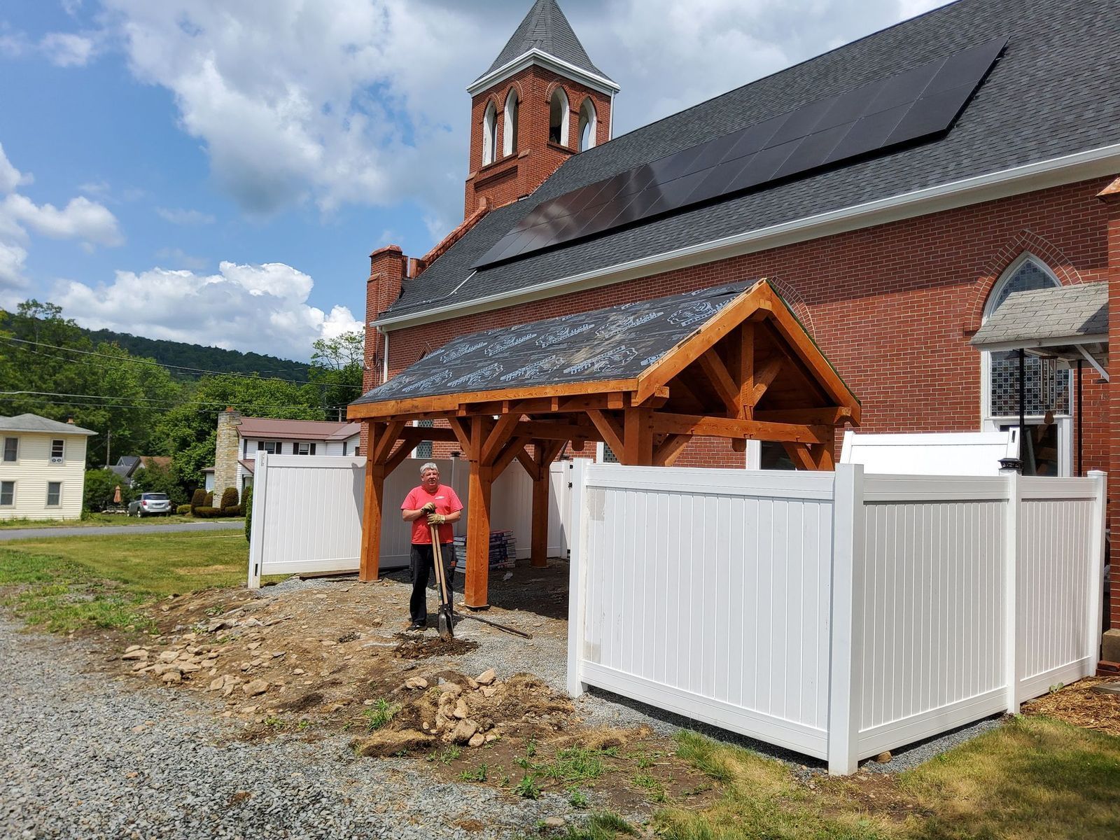 Pavilion customized in a residential garden by Central Timber Frame Supply available for wholesale across the United States