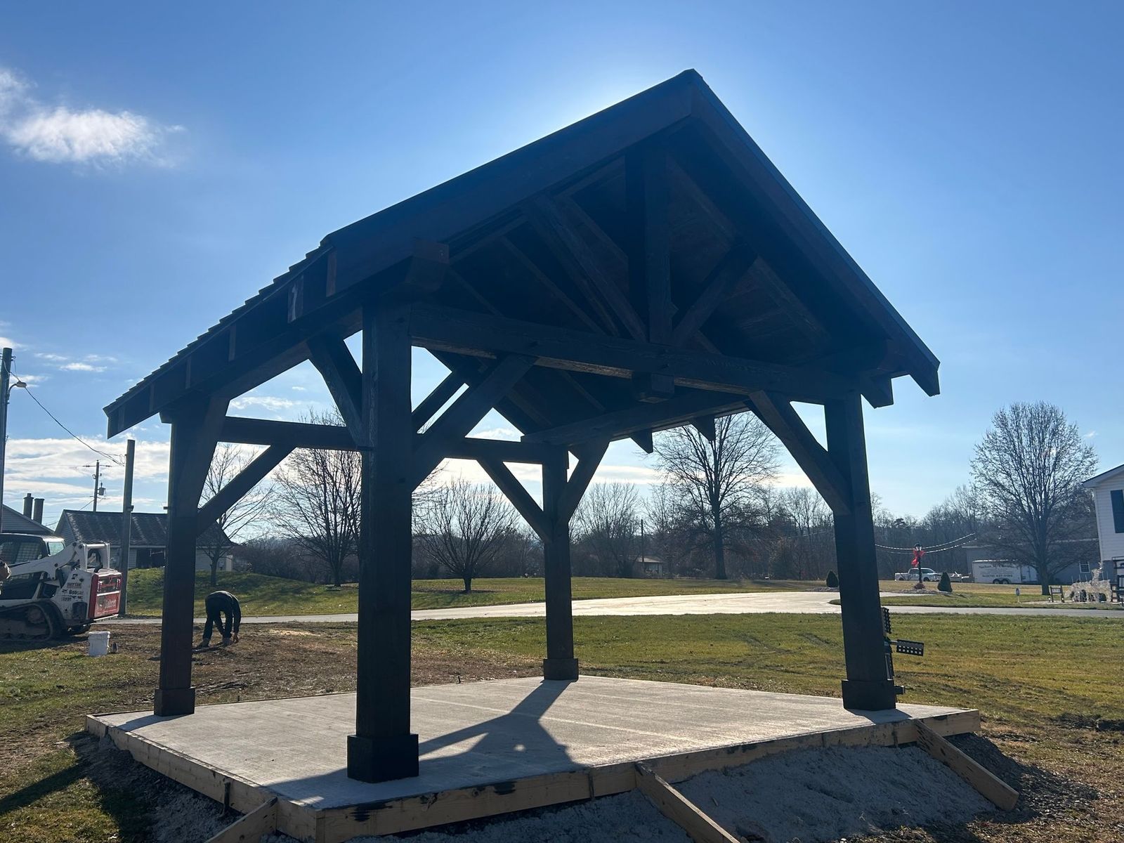 Pavilion customized in a residential garden by Central Timber Frame Supply available for wholesale across the United States