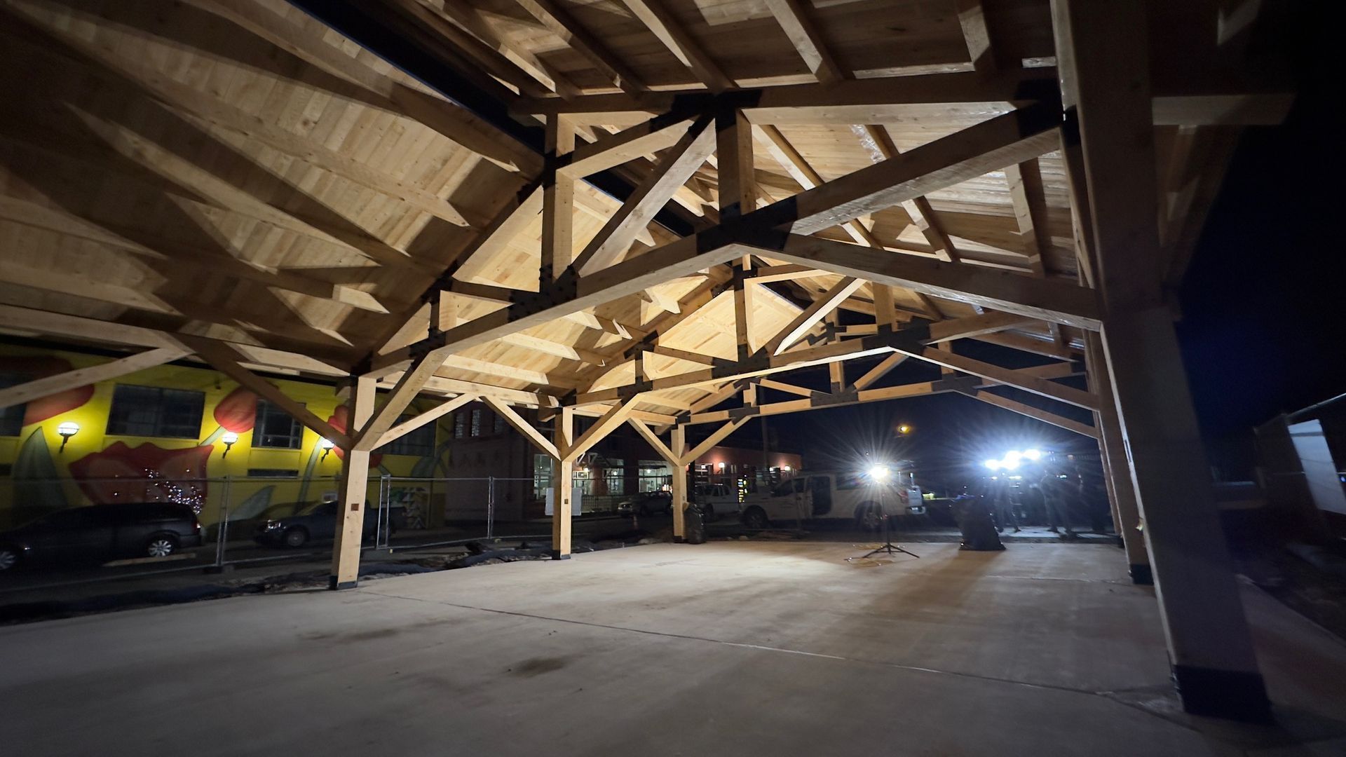 Pavilion customized in a residential garden by Central Timber Frame Supply available for wholesale across the United States