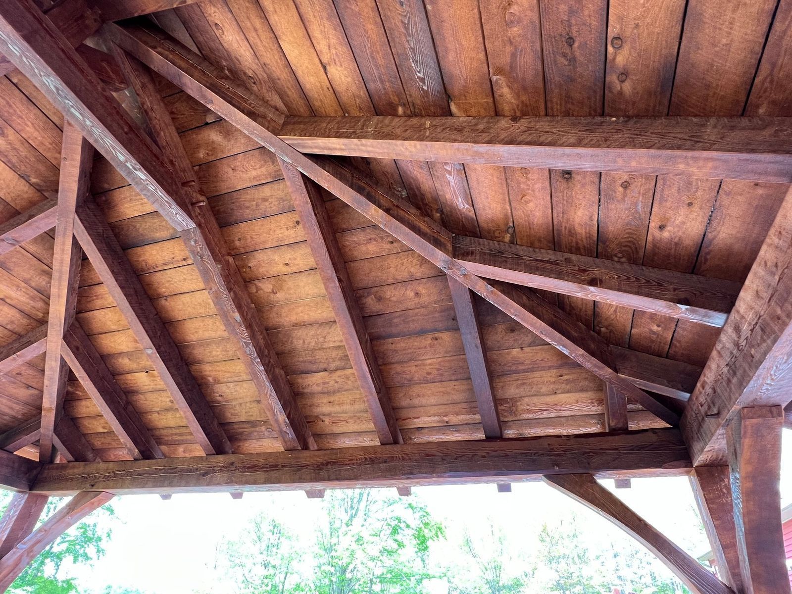 Pavilion customized in a residential garden by Central Timber Frame Supply available for wholesale across the United States