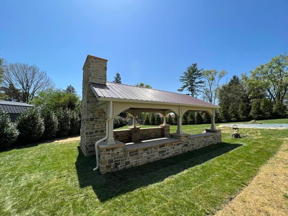 Pavilion customized in a residential garden by Central Timber Frame Supply available for wholesale across the United States