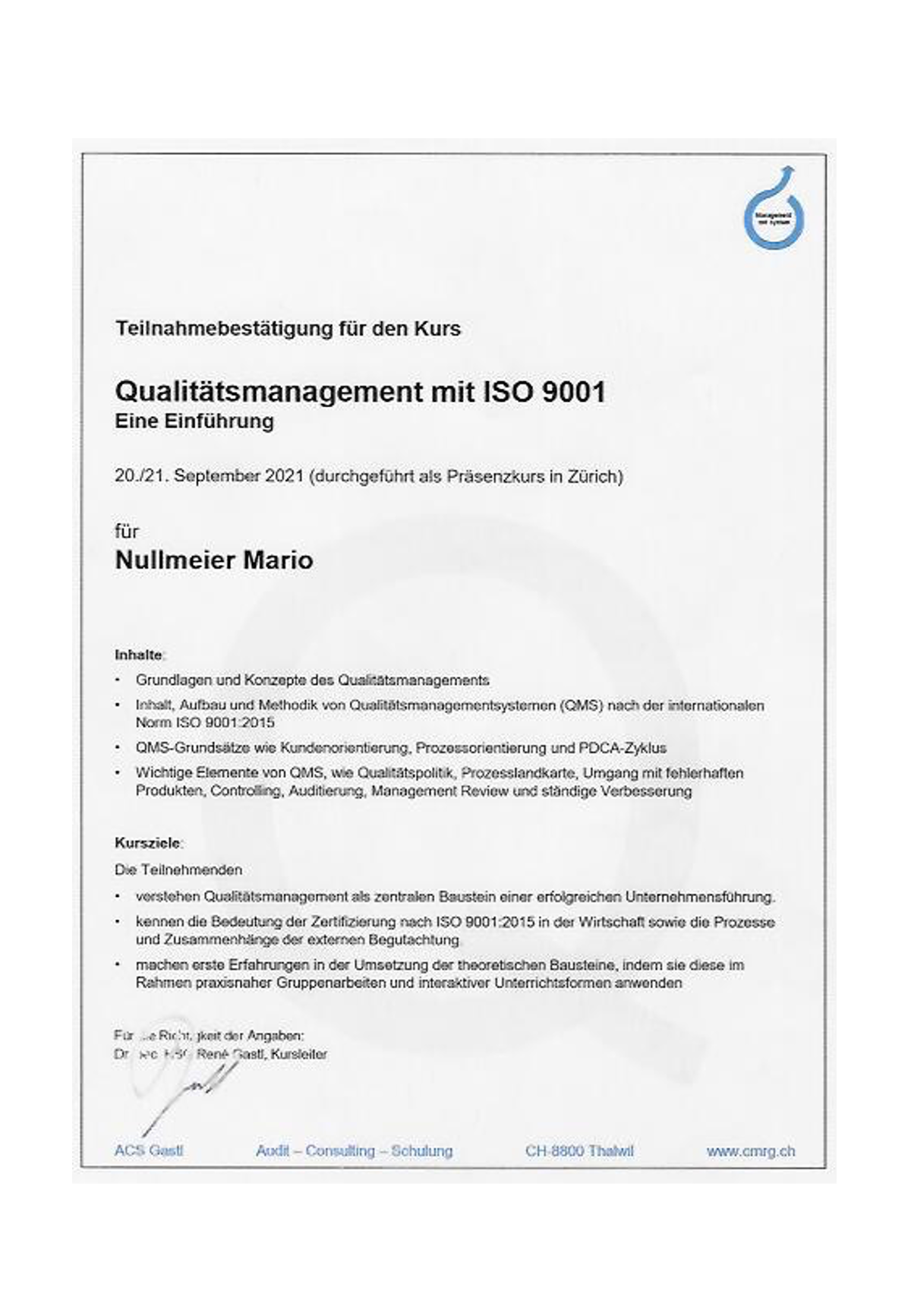 QM Zertifikate