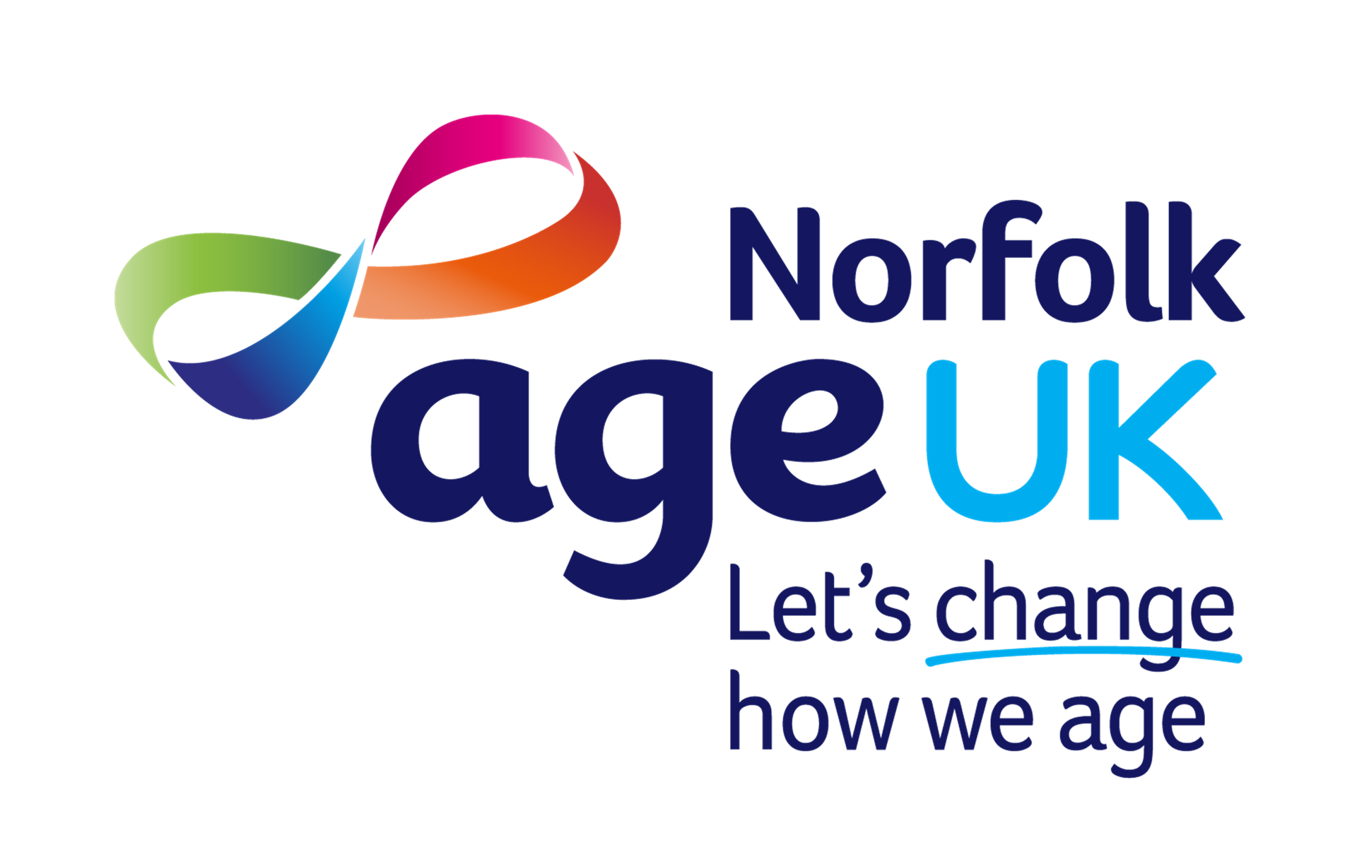 Logo for Norfolk Age UK: a colorful infinity symbol above