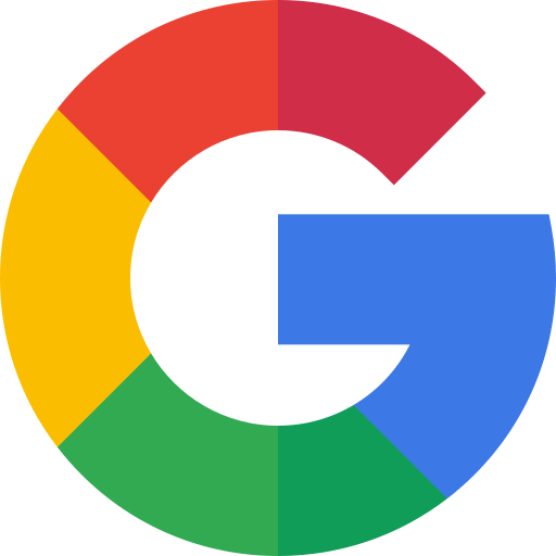 The google logo is a rainbow colored circle with the letter g in the middle.