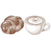 Assortimento di biscotti, tra cui quelli con gocce di cioccolato, quelli sandwich e quelli di pasta frolla, illustrati con inchiostro marrone.