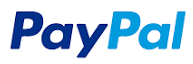 The paypal logo is blue and white on a white background.