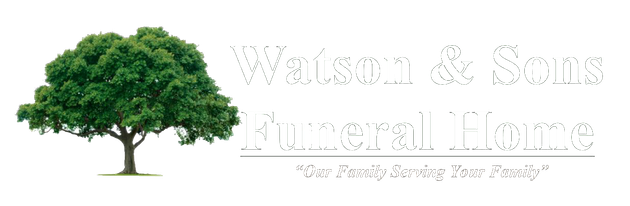 Green tree logo with faint white text for a real estate company on a white background