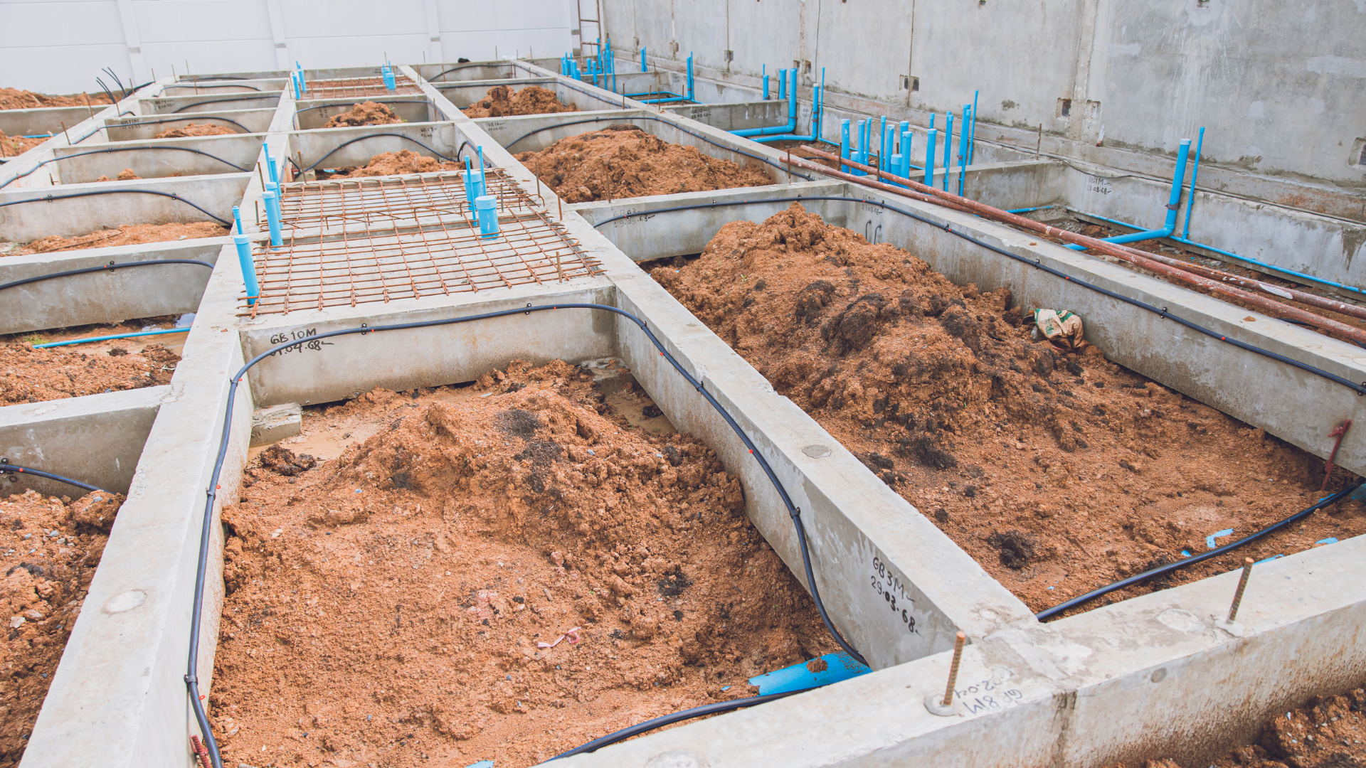 Concrete contractor pouring and spreading fresh mix for driveway foundation