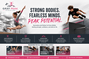 Gym training banner with two athletes and the text “Strong Bodies, Fearless Minds. Peak Potential.”