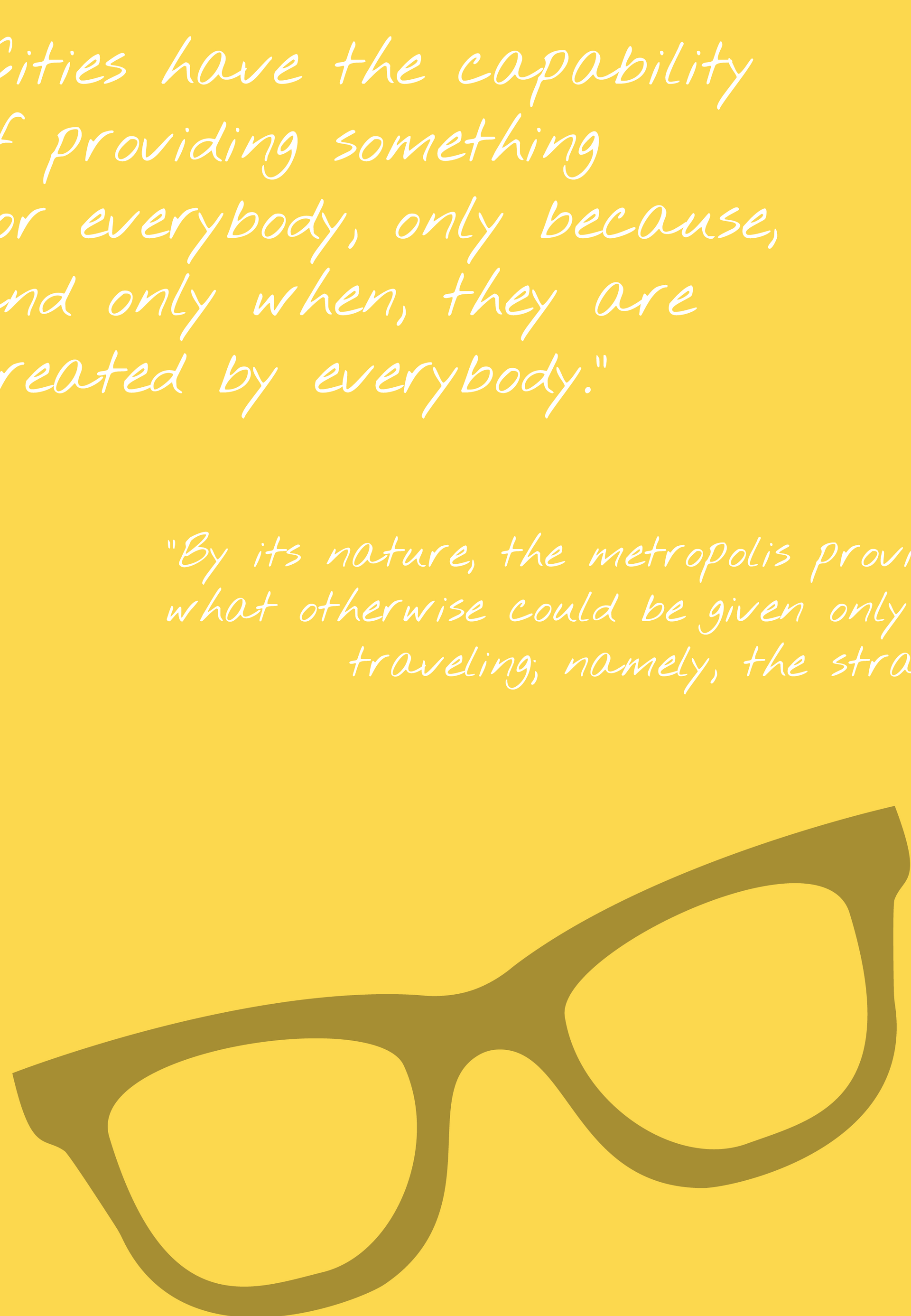 A pair of glasses with a quote on a yellow background.