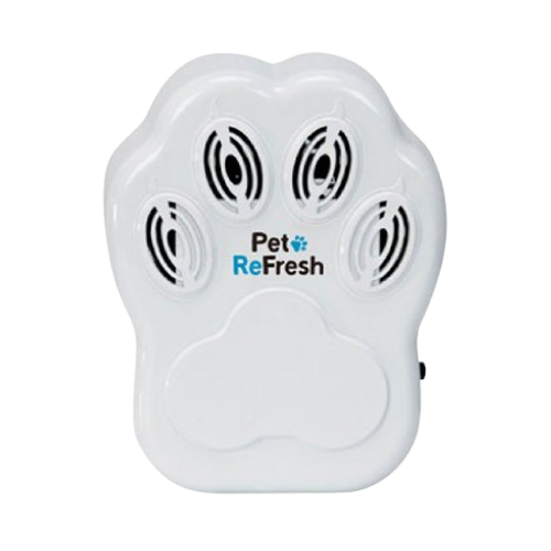 A pet refresh device in the shape of a paw print