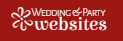 Wedding and party websites logo in white and red