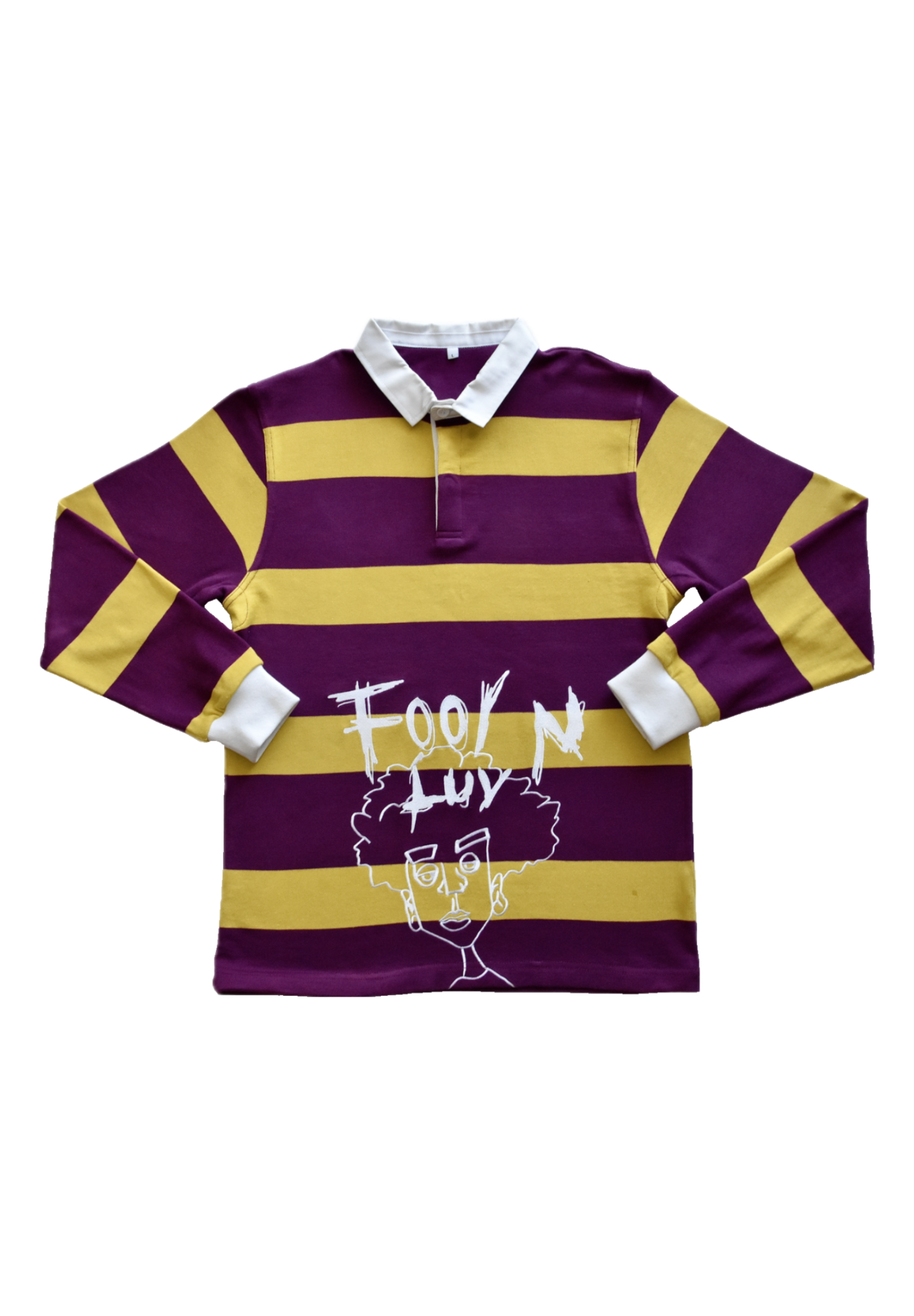 Burgundy & Yellow Fool N Luv Rugby Polo