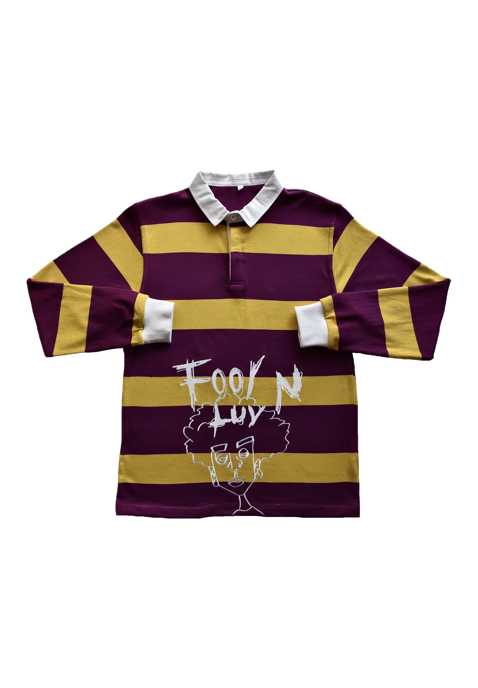 Burgundy & Yellow Fool N Luv Rugby Polo