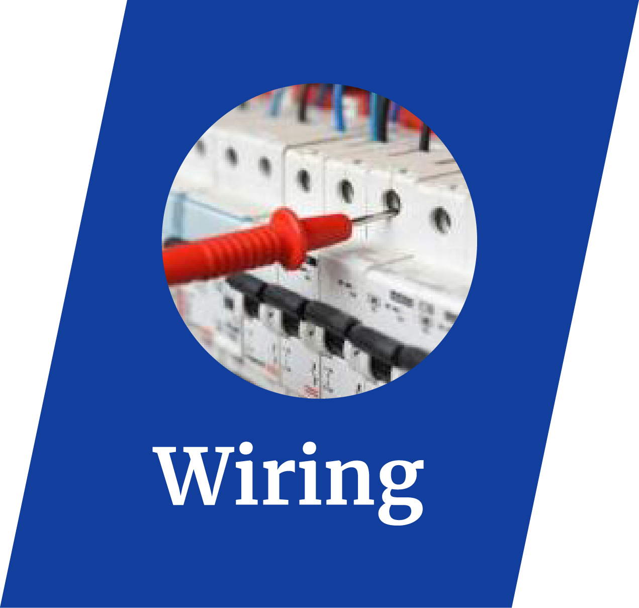A blue sign with the word wiring on it