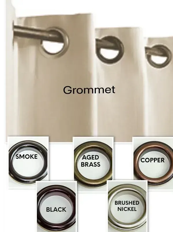 A group of curtains with grommets in different colors.