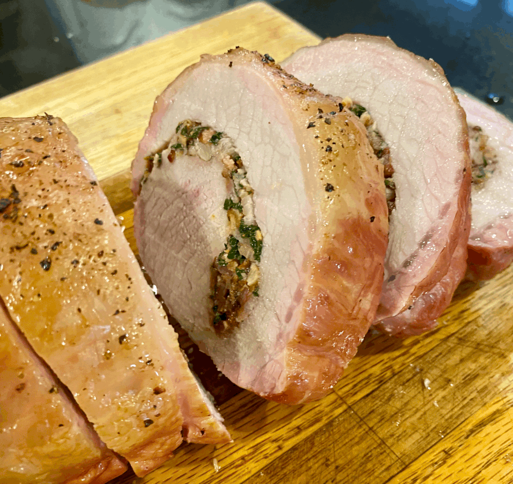 Smoked Bacon and Garlic Stuffed Pork Loin