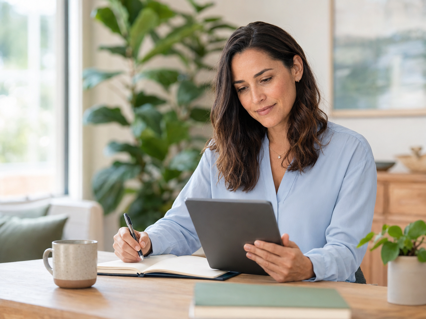Physician reviewing educational resources on a tablet