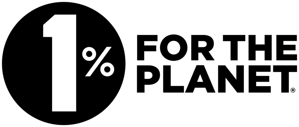 1% for the Planet logo in black and white with a circular 1% icon and bold text