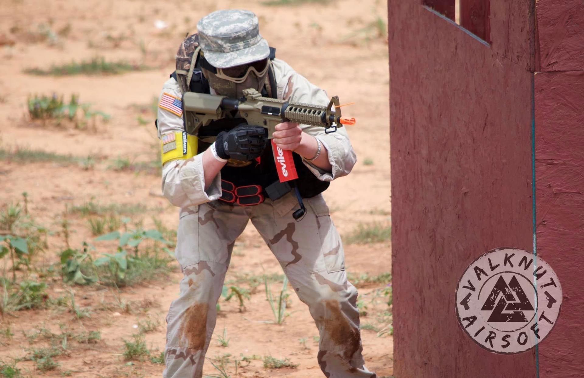 Airsoft Player With Rifle