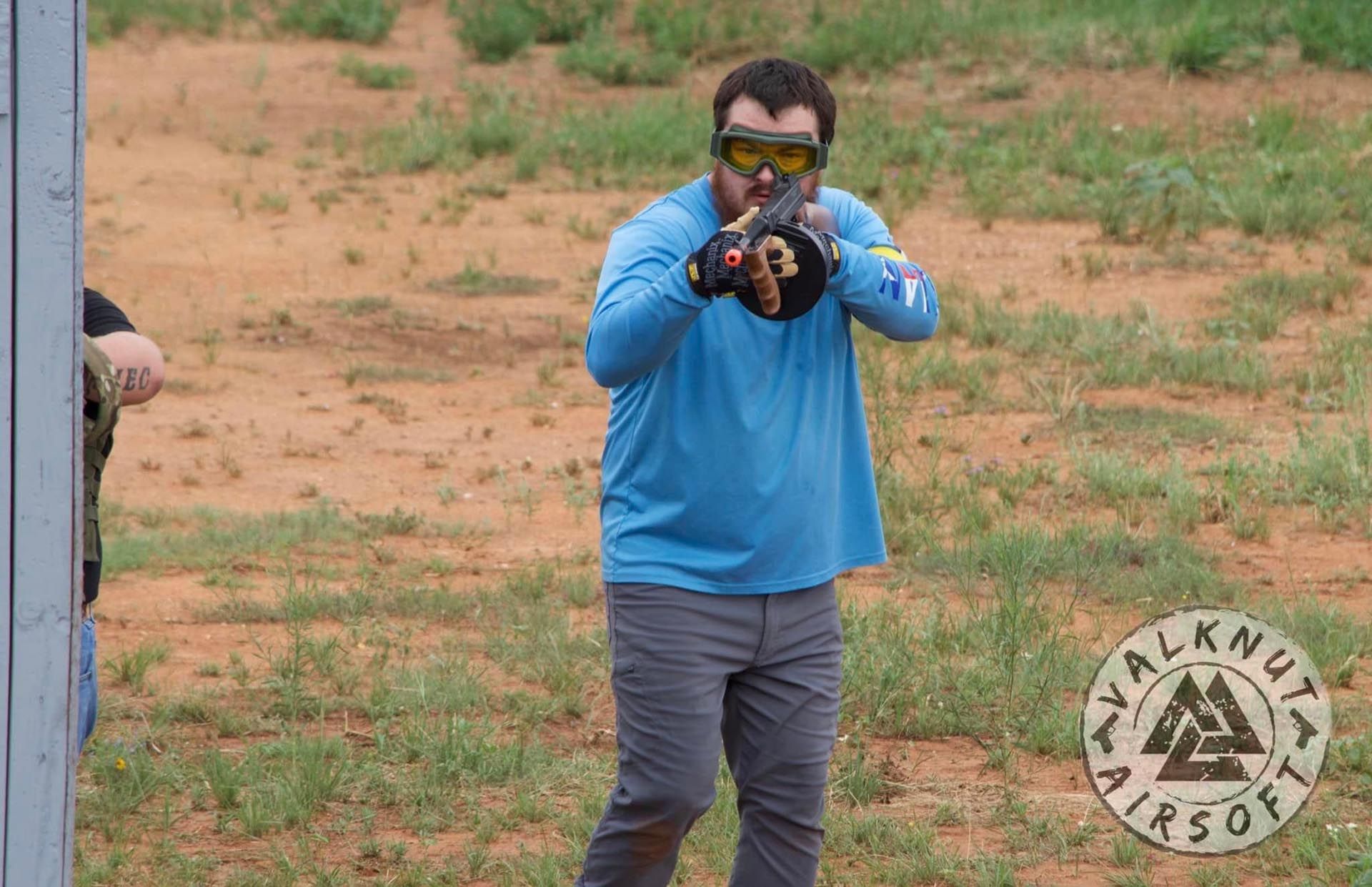 Airsoft player aiming