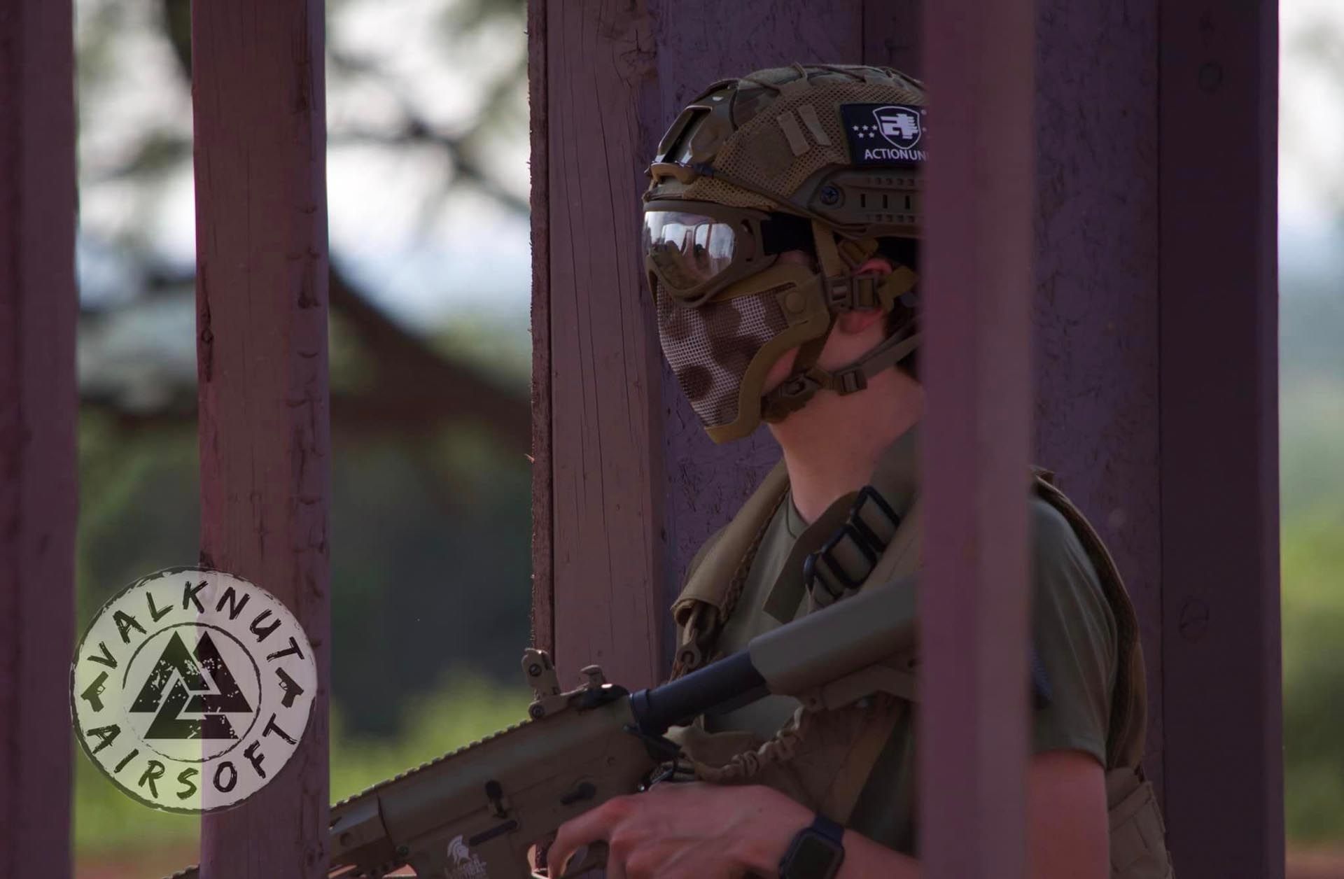 Airsoft Player Wearing Full Gear