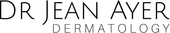 The logo for dr. jean ayer dermatology is black and white.